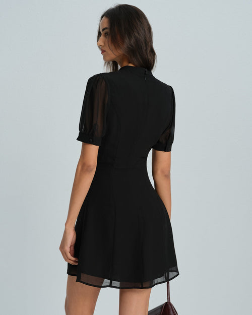 Black Mock Neck Mini Dress