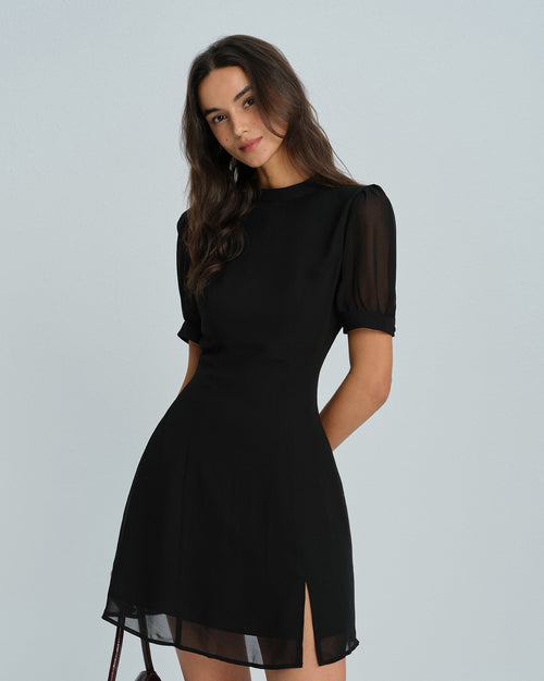 Black Mock Neck Mini Dress