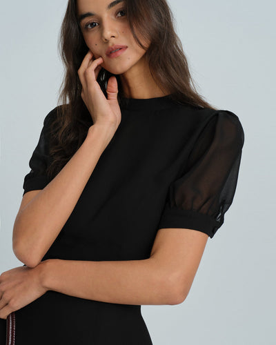 Black Mock Neck Mini Dress