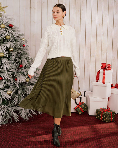 Beige Drop Shoulder Button Sweater