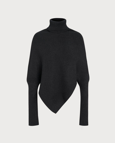 Black Turtle Batwing Sleeve Sweater