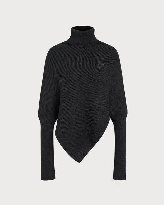 Black Turtle Batwing Sleeve Sweater