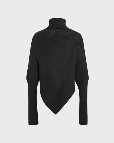 Black Turtle Batwing Sleeve Sweater