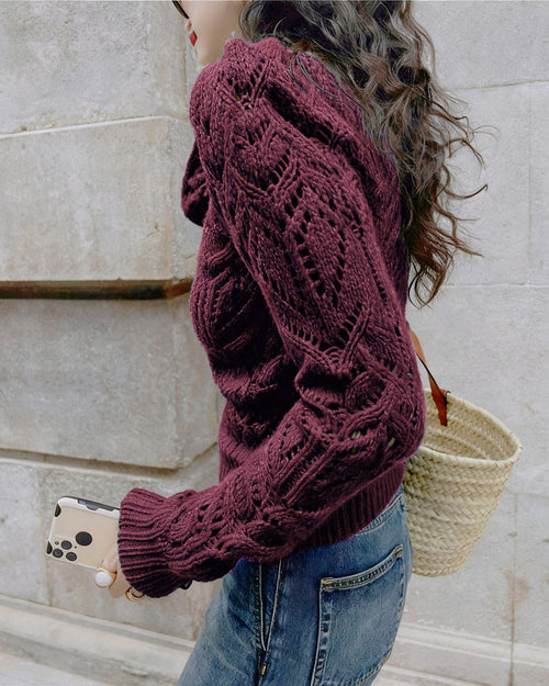 Wine Red Cut Out Sweater