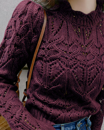Wine Red Cut Out Sweater