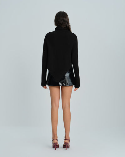 Black Turtle Batwing Sleeve Sweater