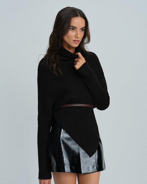 Black Turtle Batwing Sleeve Sweater