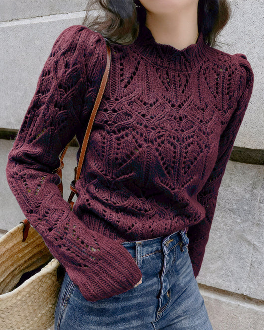 Wine Red Cut Out Sweater