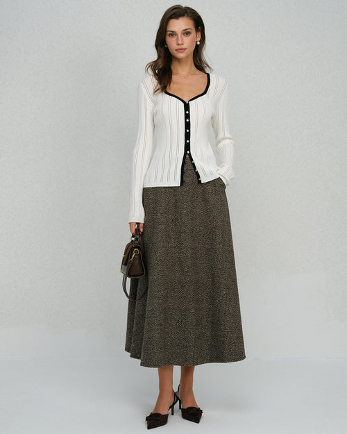 White  Single Breasted Viscose Knit Cardigan