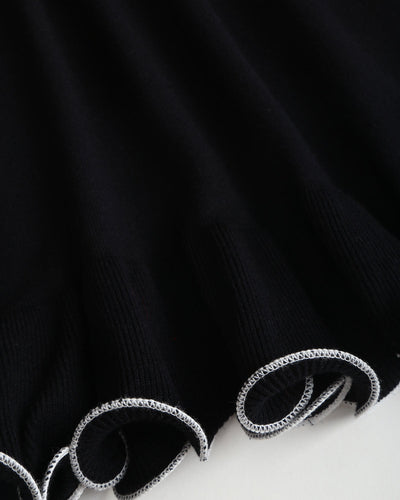 Black Contrasting Bell Sleeve Knit Sweater Dress