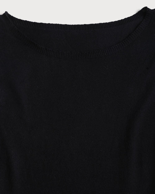 Black Contrasting Bell Sleeve Knit Sweater Dress