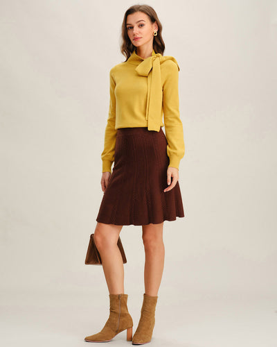 Yellow Tie Neck Slim Sweater