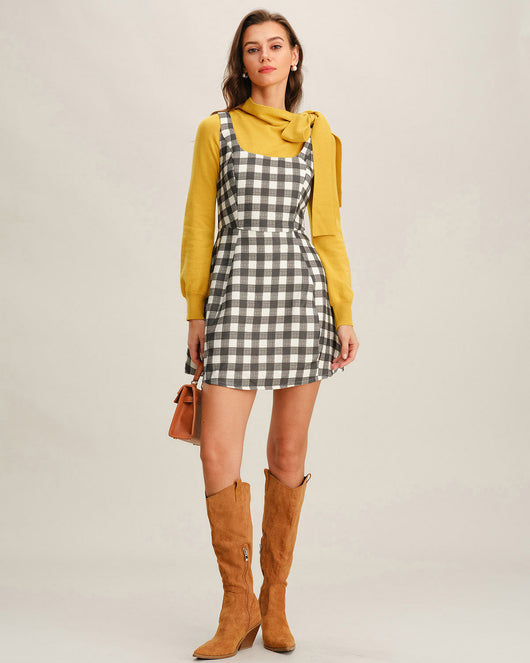 Yellow Tie Neck Slim Sweater