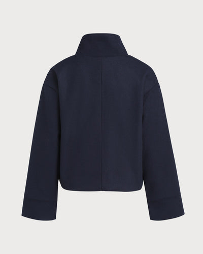 Blue Single Breasted Loose Jacket