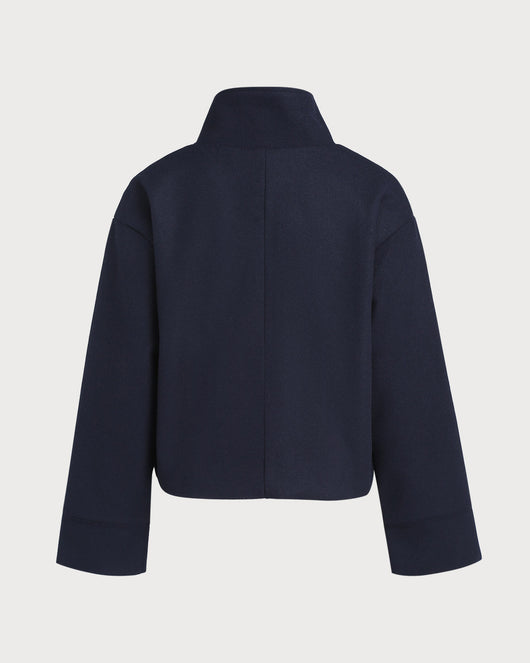 Blue Single Breasted Loose Jacket