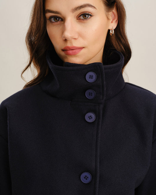 Blue Single Breasted Loose Jacket