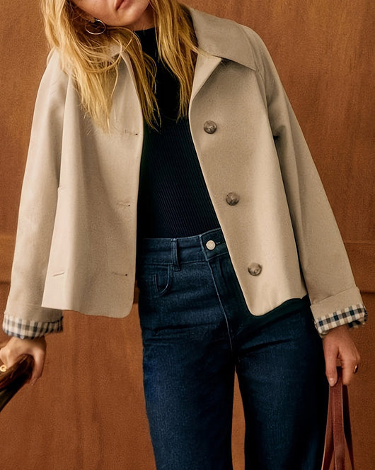 Khaki  Contrasting Pocket Casual Jacket