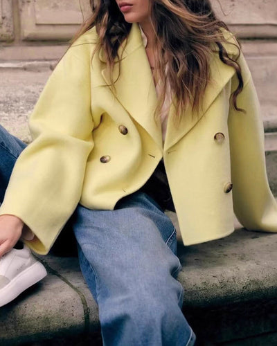 Yellow Double Breasted Pockets Jacket