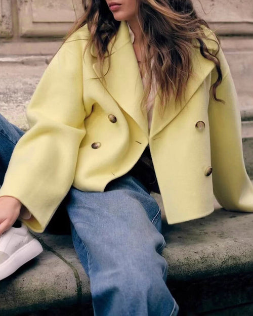 Yellow Double Breasted Pockets Jacket