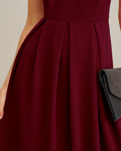 Wine Red Pleated Slip Maxi Dress