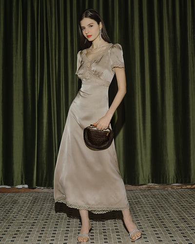 Apricot Lace Tunic Maxi Dresses