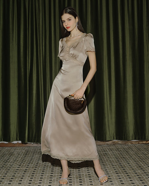 Apricot Lace Tunic Maxi Dresses