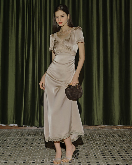 Apricot Lace Tunic Maxi Dresses