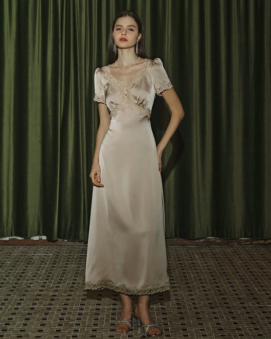 Apricot Lace Tunic Maxi Dresses