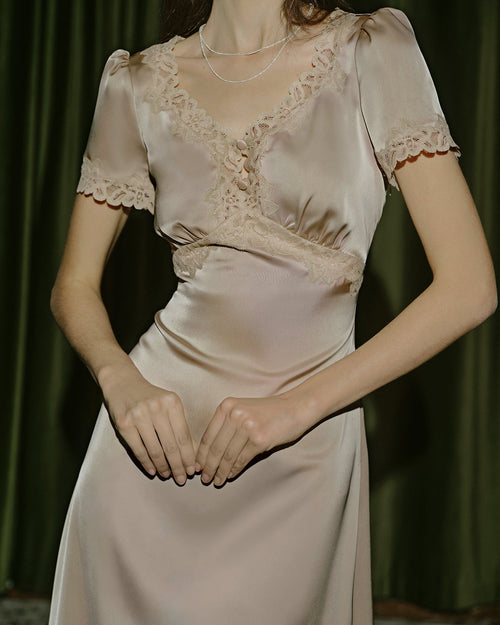 Apricot Lace Tunic Maxi Dresses