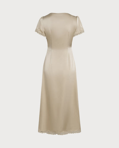 Apricot Lace Tunic Maxi Dresses