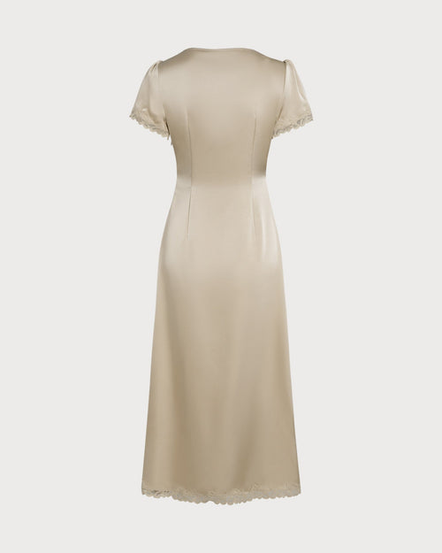 Apricot Lace Tunic Maxi Dresses