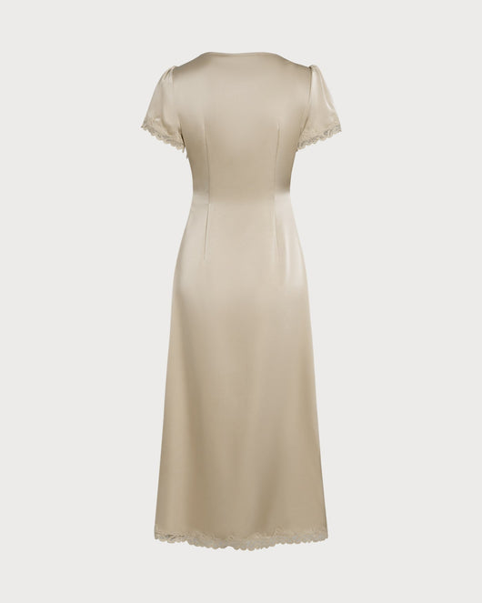 Apricot Lace Tunic Maxi Dresses