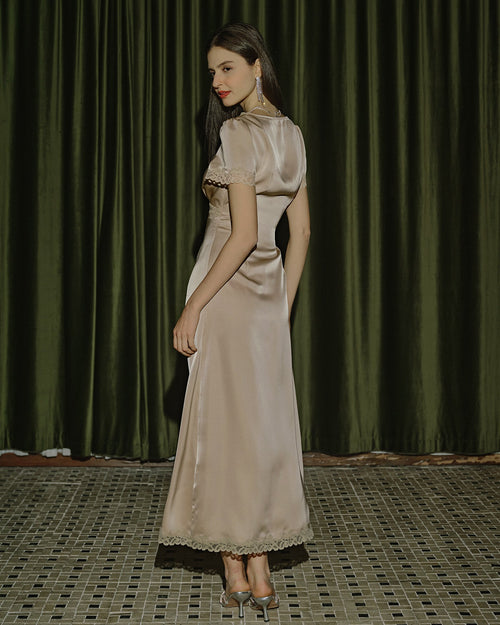 Apricot Lace Tunic Maxi Dresses