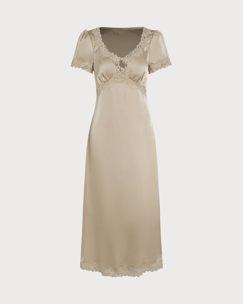 Apricot Lace Tunic Maxi Dresses