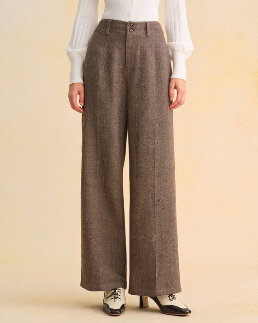 Brown Natural Waisted Straight Pants